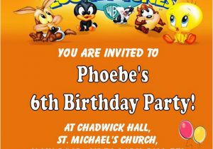 Baby Looney Tunes Birthday Invitations Personalised Baby Looney Tunes Birthday Card