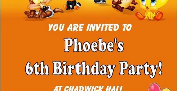 Baby Looney Tunes Birthday Invitations Personalised Baby Looney Tunes Birthday Card