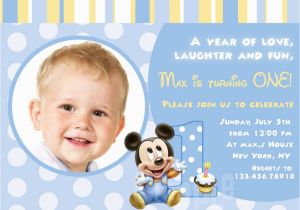 Baby Mickey First Birthday Invitations Baby First Birthday Invitations Bagvania Free Printable