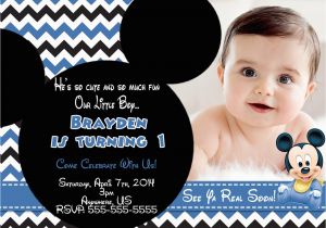 Baby Mickey First Birthday Invitations Baby Mickey Mouse 1st Birthday Invitation