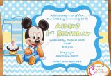 Baby Mickey First Birthday Invitations Baby Mickey Mouse First Birthday Invitation Mickey Mouse 1st