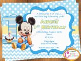 Baby Mickey First Birthday Invitations Baby Mickey Mouse First Birthday Invitation Mickey Mouse 1st