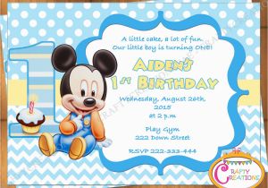 Baby Mickey First Birthday Invitations Baby Mickey Mouse First Birthday Invitation Mickey Mouse 1st