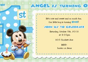 Baby Mickey First Birthday Invitations Mickey Mouse 1st Birthday Invitations for Girls and Boys