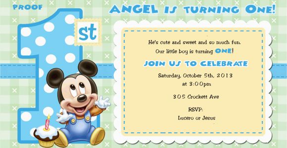 Baby Mickey First Birthday Invitations Mickey Mouse 1st Birthday Invitations for Girls and Boys