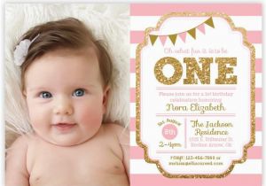 Babys First Birthday Invitations Pink and Gold 1st Birthday Invitation Ellison Reed