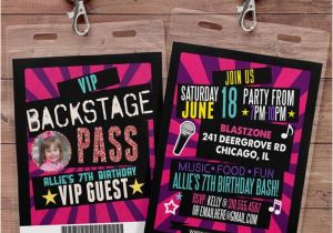Backstage Pass Birthday Invitations Birthday Invitation Rock Star Vip Pass Backstage Pass