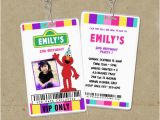 Backstage Pass Birthday Invitations Girly Elmo Vip Pass Backstage Invitations Elmo Invites