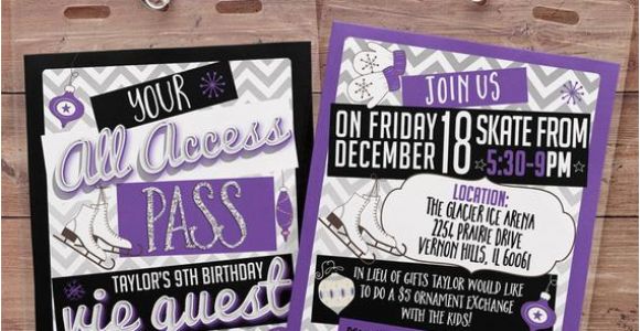 Backstage Pass Birthday Invitations Ice Skating Invitation Birthday Vip Pass Backstage