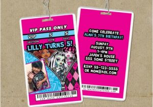 Backstage Pass Birthday Invitations Monster High Vip Pass Invitations Backtstage Pass Invites