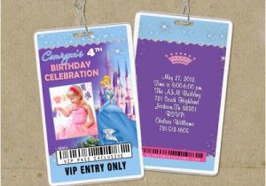 Backstage Pass Birthday Invitations Princess Cinderella Vip Pass Invitation with Lanyard