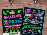 Backstage Pass Birthday Invitations Retro Neon Vip Pass Backstage Pass Vip Invitation