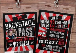 Backstage Pass Birthday Invitations Vip Pass Backstage Pass Concert Ticket Birthday