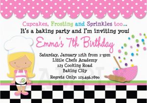 Baking Birthday Party Invitations Free Printable Birthday Invitations Cooking Birthday Party
