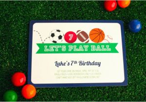 Ball themed Birthday Invitations Play Ball Sports Party Bloom Designs