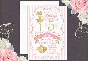 Ballerina Birthday Invites Ballerina Birthday Invitation In Pink and Gold Ballet