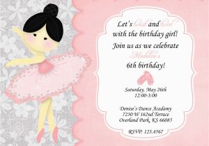 Ballerina Birthday Invites Ballerina Birthday Invitation