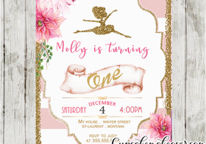 Ballerina Birthday Invites Ballerina Invitations Pink Stripes Floral Gold Ballet