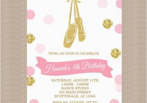 Ballerina Birthday Invites Pink and Gold Ballerina Birthday Party Invitation by