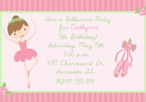 Ballerina Birthday Invites Pretty Ballerina Birthday Party Invitation