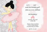 Ballerina Invitations for Birthday Ballerina Birthday Party Invitation Wording