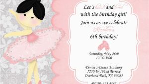 Ballerina Invitations for Birthday Ballerina Birthday Party Invitation Wording