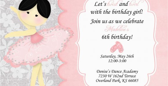Ballerina Invitations for Birthday Ballerina Birthday Party Invitation Wording