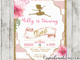 Ballerina Invitations for Birthday Ballerina Invitations Pink Stripes Floral Gold Ballet