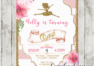 Ballerina Invitations for Birthday Ballerina Invitations Pink Stripes Floral Gold Ballet