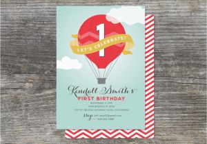 Balloon themed Birthday Party Invitations Hot Air Balloon Birthday Party Invitation Up by