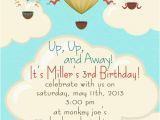 Balloon themed Birthday Party Invitations Hot Air Balloon Birthday Party Invitations