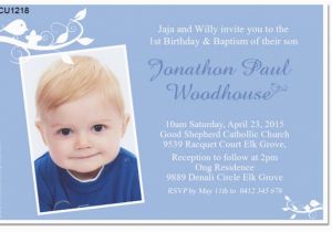 Baptism and Birthday Party Invitations Cu1218 Boys 1st Birthday and Christening Invitation