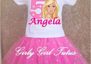 Barbie Birthday Girl Outfit Girls Barbie Pink Glitter Sparkle Birthday Tutu Outfit