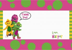 Barney Birthday Card Thank You Card Barney theme