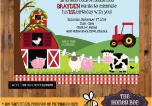 Barnyard themed Birthday Invitations Farm Animal Birthday Invitation Barnyard Birthday Invite