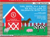 Barnyard themed Birthday Invitations Free Printable Barnyard Farm Invitation Template
