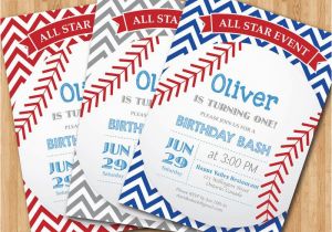 Baseball 1st Birthday Invitations Baseball Birthday Invitation First Birthday Baby Boy Chevron