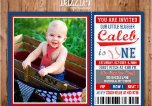 Baseball 1st Birthday Invitations Printable Baseball Ticket Birthday Photo Invitation Boys