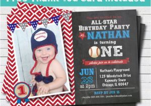 Baseball themed First Birthday Invitations Baseball Birthday Invitation Baby Boy First 1st Birthday