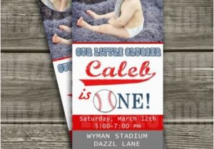 Baseball themed First Birthday Invitations Printable Baseball Ticket Birthday Photo Invitation All