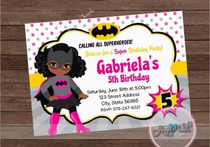 Batgirl Birthday Party Invitations Bat Girl Party Invitation African American Batgirl
