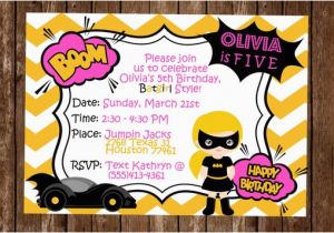 Batgirl Birthday Party Invitations Batgirl Birthday Invitation Batgirl Party Invitation