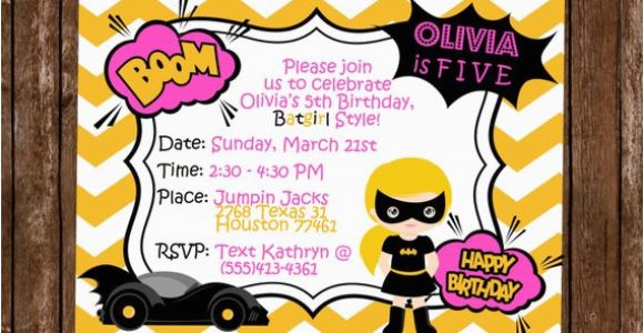 Batgirl Birthday Party Invitations Batgirl Birthday Invitation Batgirl Party Invitation