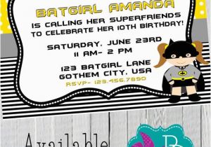 Batgirl Birthday Party Invitations Batgirl Birthday Invitation Printable 4×6 or 5×7