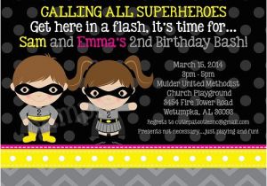 Batgirl Birthday Party Invitations Batman and Batgirl Birthday Invitations Twins Siblings