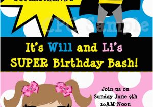 Batgirl Birthday Party Invitations Batman Batgirl Superhero Birthday Invitations Printable