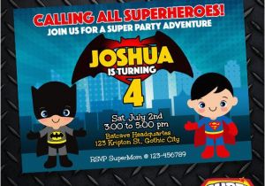 Batman Vs Superman Birthday Party Invitations Batman Vs Superman Birthday Invitation Card Superhero