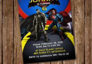Batman Vs Superman Birthday Party Invitations Batman Vs Superman Invitation Card Party Invite by Lunalumuc