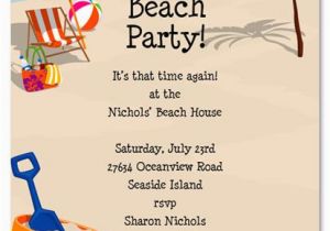 Beach themed Birthday Cards Beach Party Invitation Templates Free Beach theme Ideas