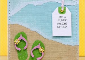 Beach themed Birthday Cards Handmade Card Flippin Awesome Birthday Edge torn